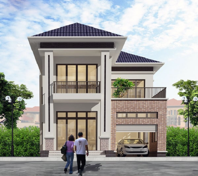 Mẫu nhà 2 tầng 6x10 mái Thái 1