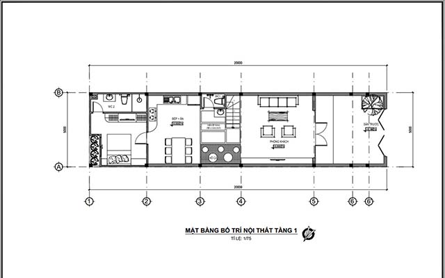 Mẫu thiết kế nhà 2 tầng đẹp 5x20m 10
