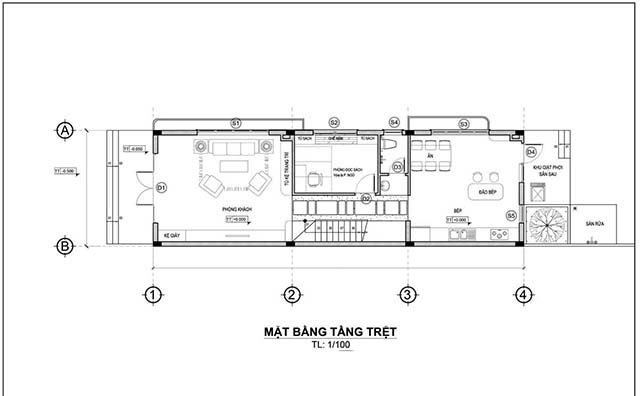 Mẫu thiết kế nhà 2 tầng đẹp 5x20m 2