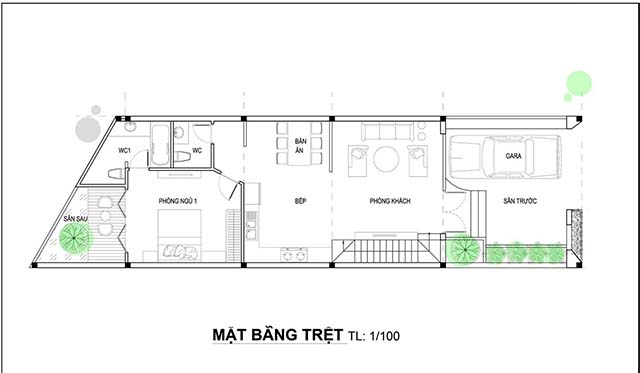 Mẫu thiết kế nhà 2 tầng đẹp 5x20m 6
