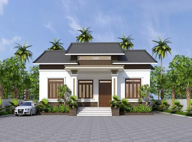 Mẫu nhà vuông 10x10m 1 tầng 