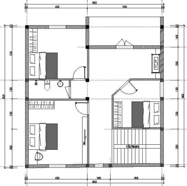 Mẫu thiết kế nhà vuông đẹp 2 tầng mái Nhật 3