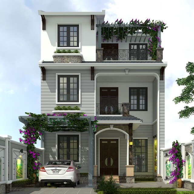 Thiết kế nhà vuông 10×10 3 tầng