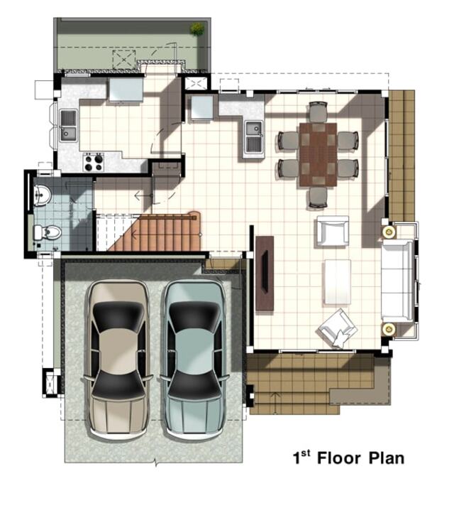 Thiết kế nhà diện tích 10×10m 2 tầng có gara-2