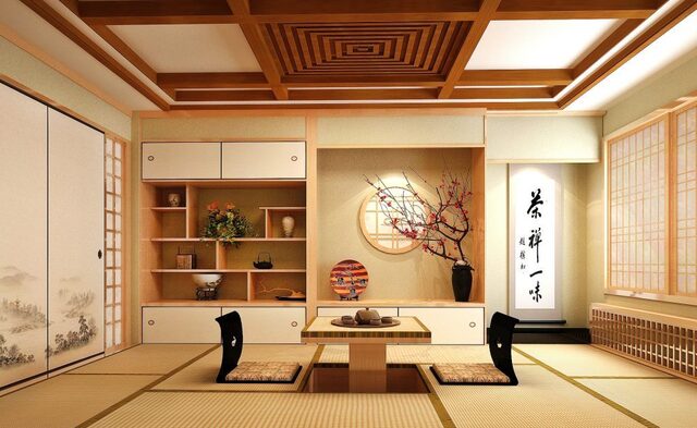 Mẫu thiết kế phòng khách kiểu Nhật 1