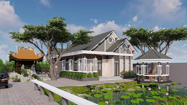 Thiết kế biệt thự tại Lào Cai nhà vườn mái thái