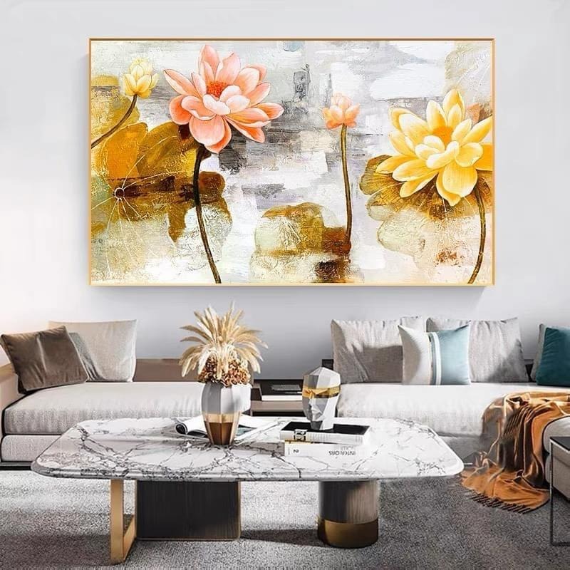 Tranh hoa sen phòng khách